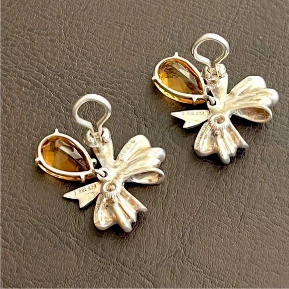 🔴SOLD🔴 Tiffany & Co. 18k gold sterling silver and citrine bow earrings RARE - Picture 8 of 11